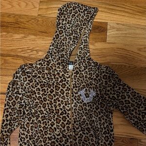 True Religion Brown Leopard Print Kids Hoodie